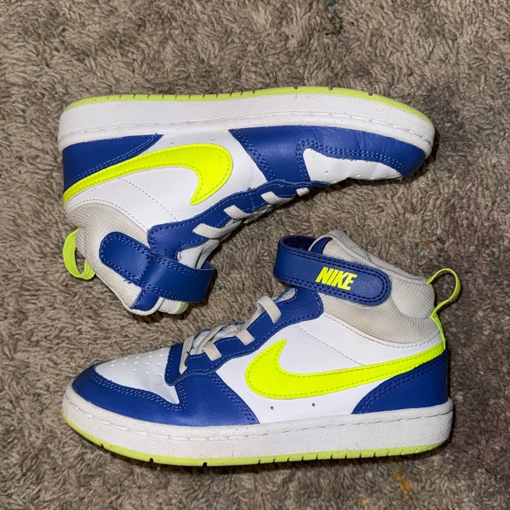 Nike Blue and Neon Green Sneakers with Bold Design